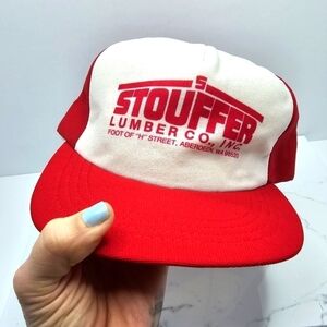 vintage 90s | red white colorblock Made in USA foam snapback hat | MENS